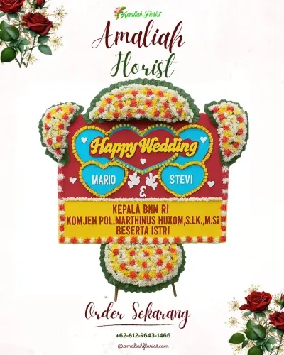 Karangan Papan Bunga Pernikahan di Kelun